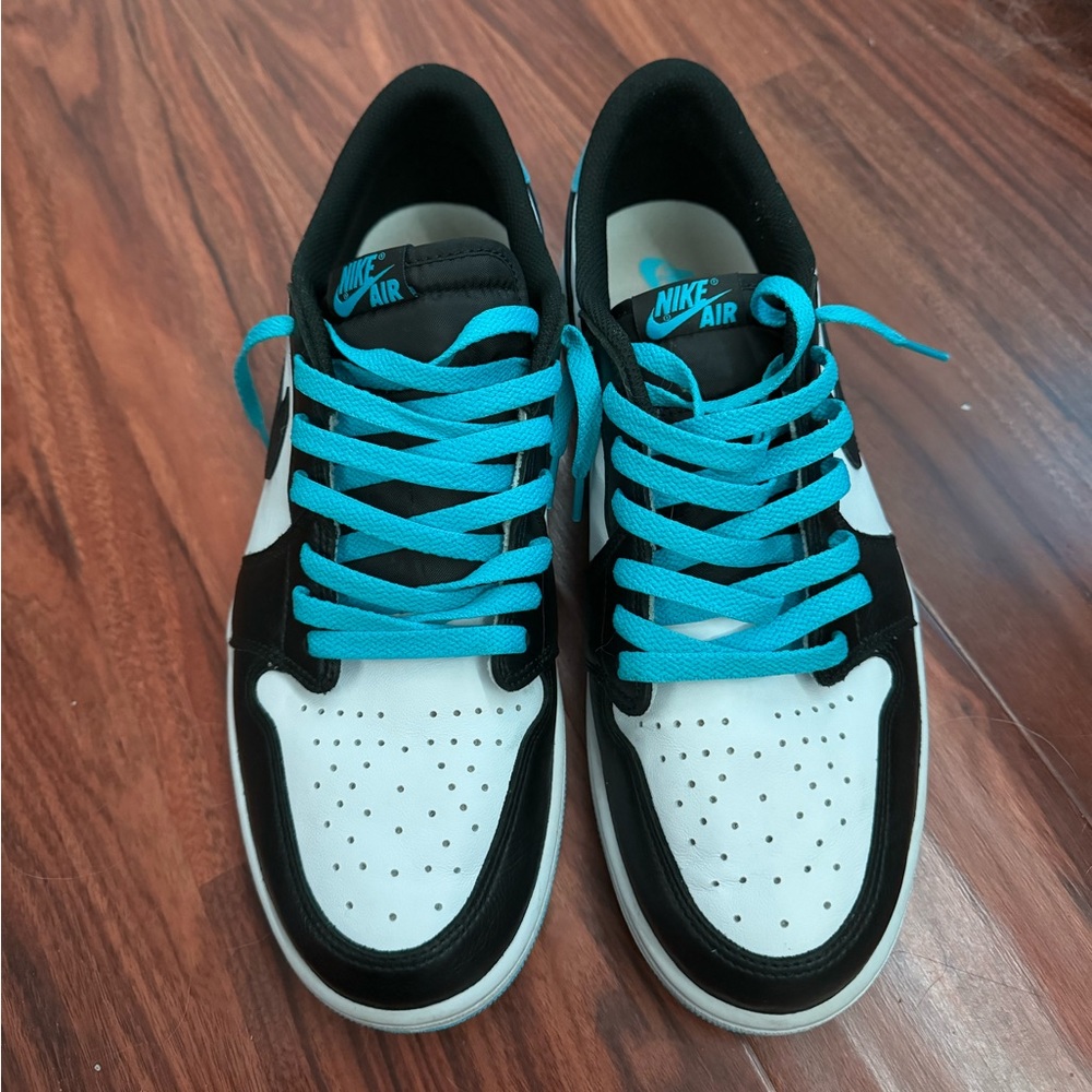 Jordan 1 Retro low OG Black dark powder blue